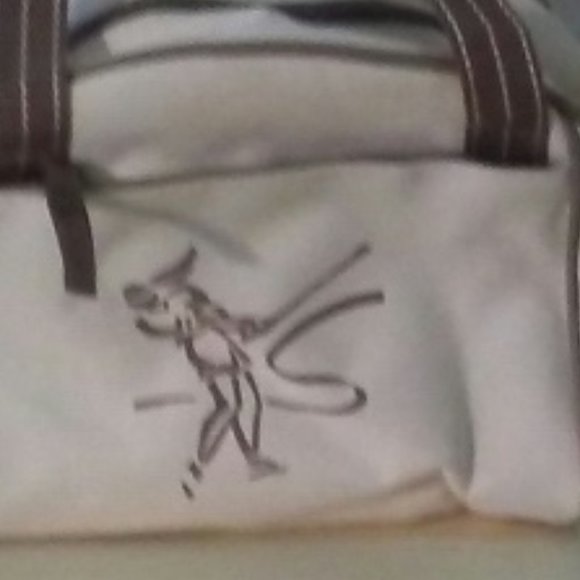 Nylon, insulated small ladies golfer pouch/tote - cream/tan - Picture 2 of 6